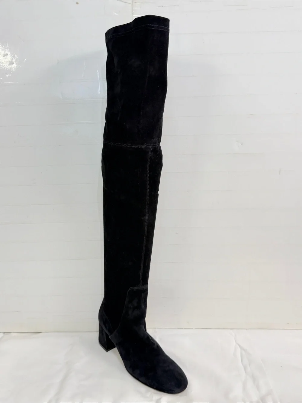NEW AGL Black Over-the-Knee Suede Block Heel Boots, Size 37